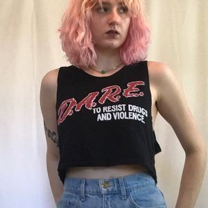 Vintage black DARE tank crop top